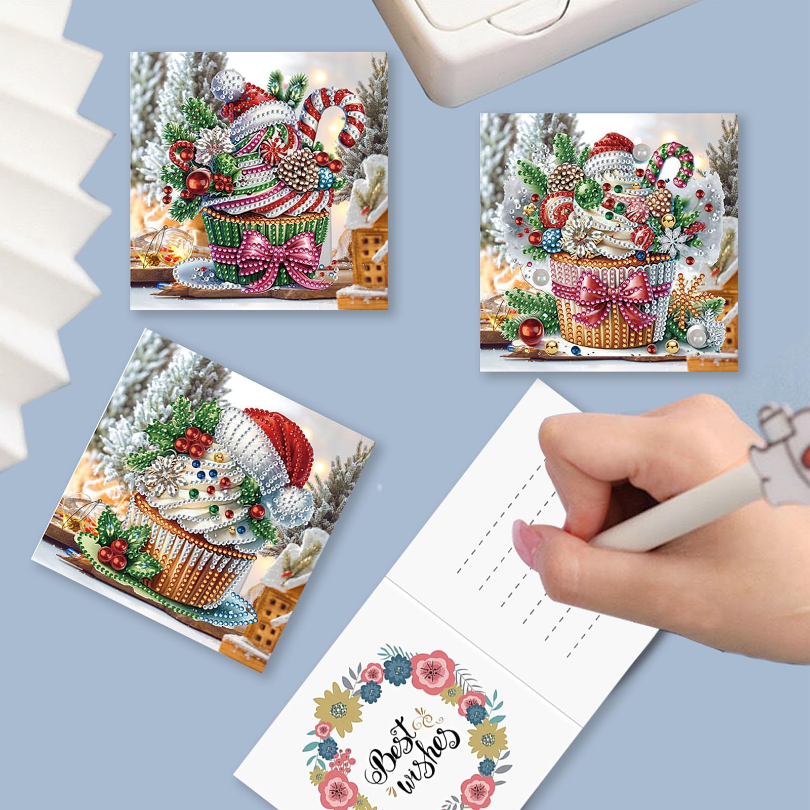 Diamond Painting Weihnachtskarten Set - 6 DIY Grußkarten Mit Diamanten & Umschlägen