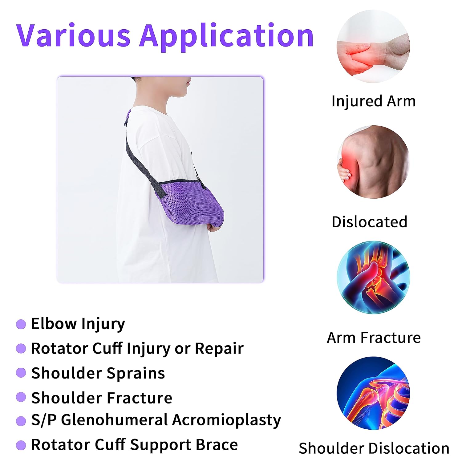 Solmyr Arm Sling for Kids, Arm Brace for Broken Fractured Bones Elbow Wrist Support, Arm Support Sling Shoulder Immobilizer for Children Shoulder Injury, Suit for Left and Right Arms, 6-11Ages Boy and Girl
