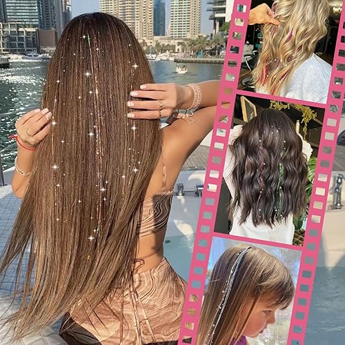 Miniatura 6 de WENNALIFE Kit de oropel de cabello para niñas, extensiones de cabello de oropel de color plateado de 48 pulgadas para niños, accesorios de Navidad,
