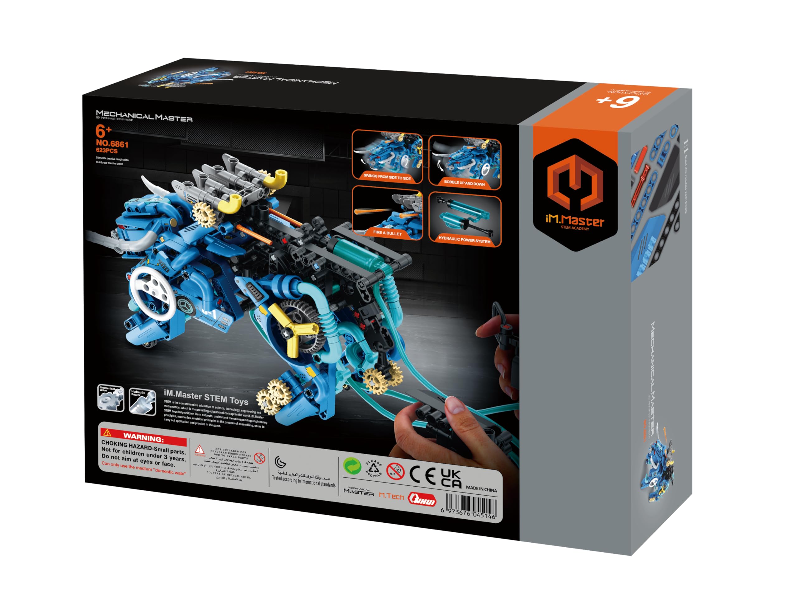 iM.Master - Battle Bots Hidráulico Blue Beast - Robot Luchadores - Bloques de Construcción - 694 Piezas - Combínalo con Otro Modelo para 2 Jugadores - Juguetes Educativos STEM - Maqueta para Construir