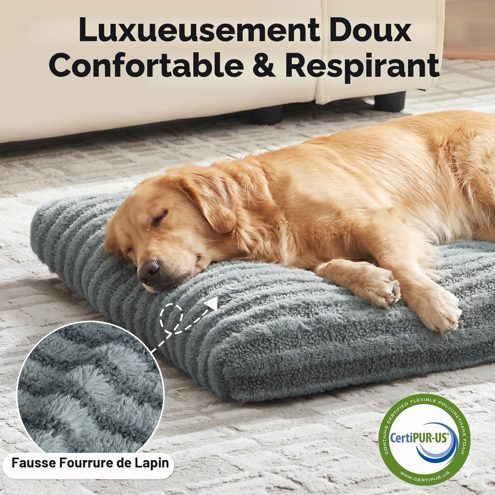 Pawk Panier pour Chien Grande Taille, Coussin pour Chien Lavable, Lit pour Chiens Doux, Respirant et Antidérapant pour Grande Chiens et Chats, 90x60x9cm