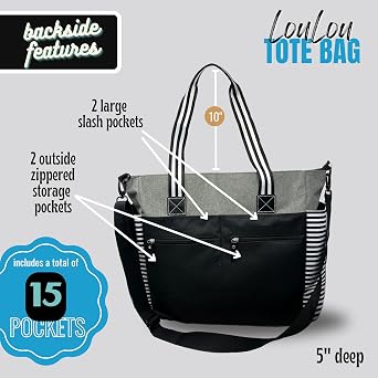 Brooke & Jess Designs Custom Designed Personalized Durable LouLou Laptop Work Travel Tote Bag w/Zipper & Interior Pockets