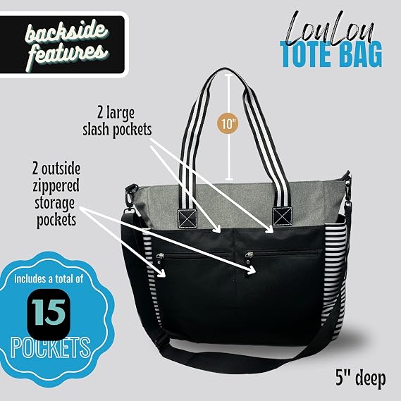 Brooke & Jess Designs Custom Designed Personalized Durable LouLou Laptop Work Travel Tote Bag w/Zipper & Interior Pockets