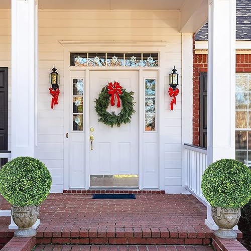 Miniatura 7 de AILANDA 2 bolas artificiales de 16 pulgadas para exteriores, bolas de boj de imitación para jardín, esferas decorativas con 8 capas de hojas,