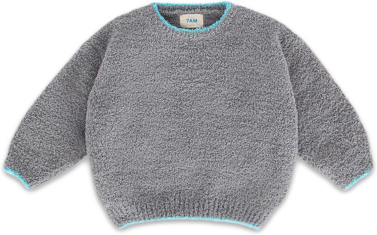 7AM Enfant Unisex Baby Sweater - Long Sleeve Toddler Fuzzy Sweater, Soft Sweatshirt for Kid, Wide Boxy fit | Machine Washable