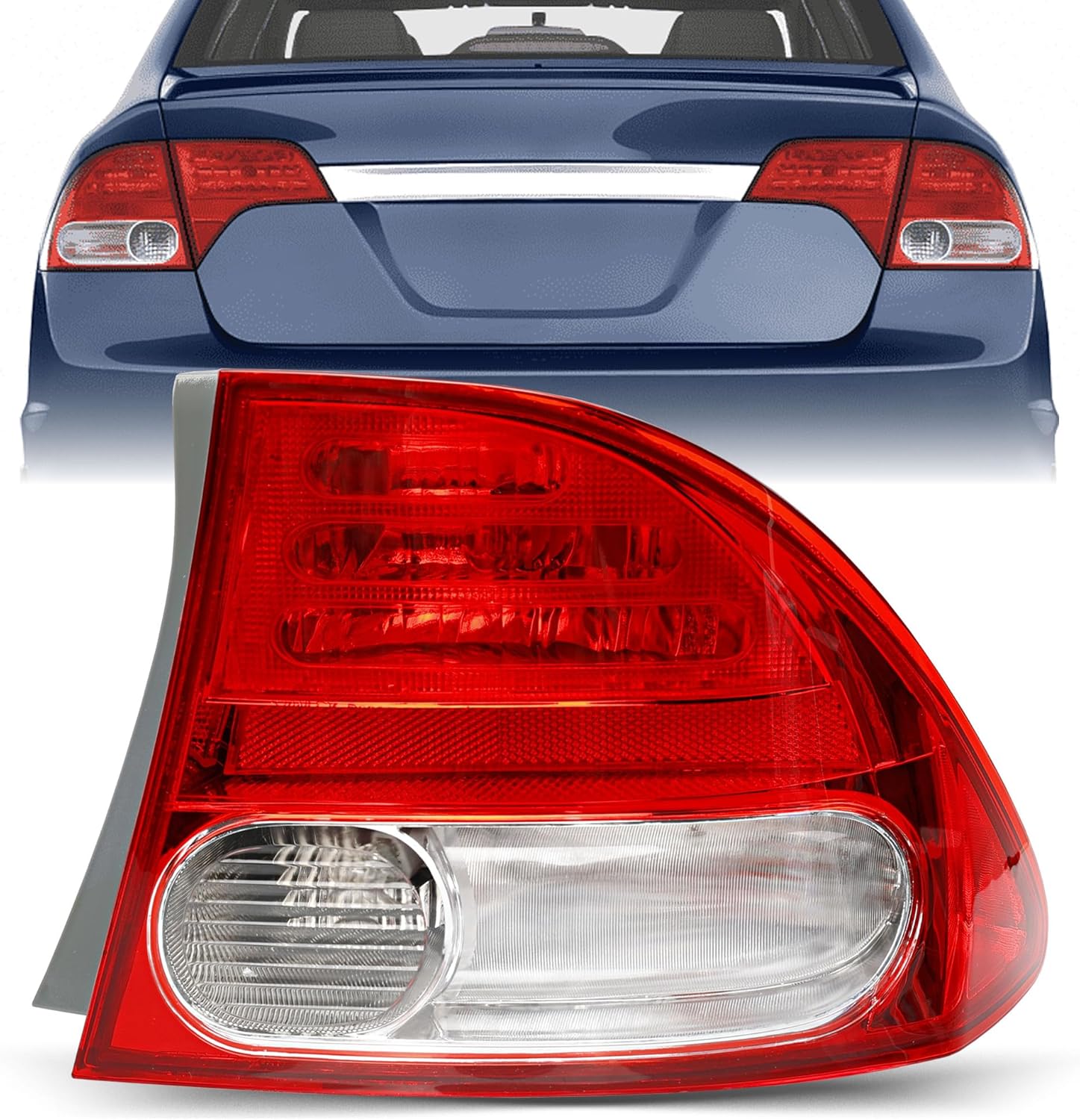 Brake Tail Light for Honda Civic Sedan Hybrid 2009 2010 2011 - Honda Civic Taillight Assembly Replacement for 33501SNAA51 and HO2819138 - Rear Tail Lamp Passenger Right Side - RH