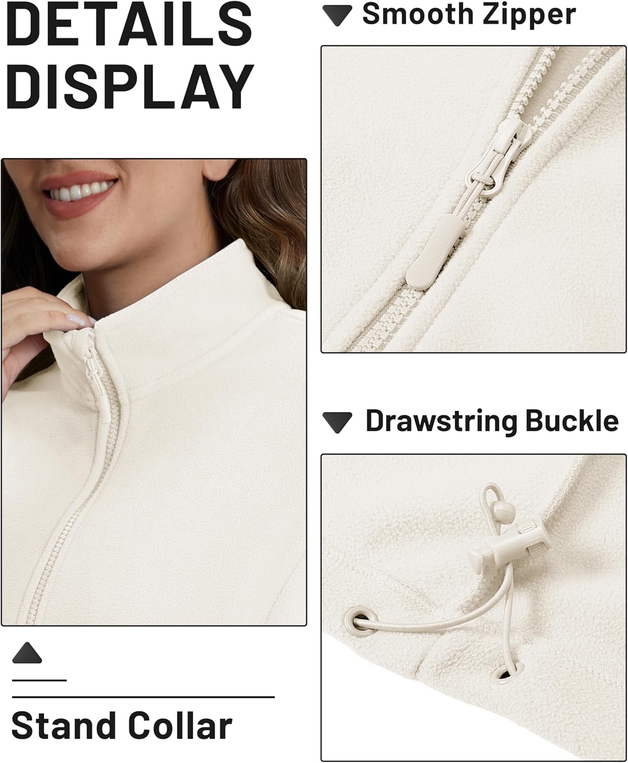 TACVASEN Women's Soft Fleece Jacket Lightweight Full Zip Sweatshirts Coat Casual Winter Warm Sweaters with Pockets - Image 3