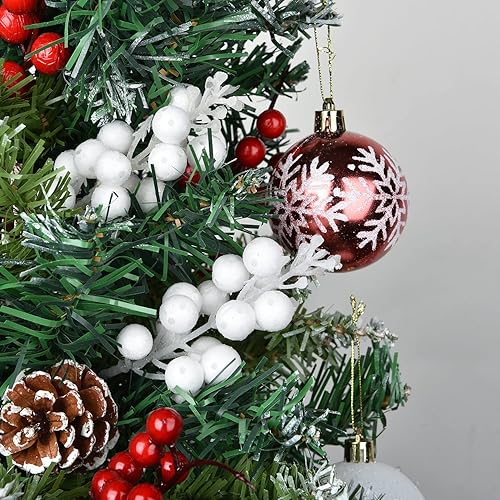 Miniatura 6 de DearHouse - Paquete de 14 tallos de bayas con purpurina para Navidad, artificiales, de 7.8 pulgadas, adornos para el árbol de Navidad, para hacer