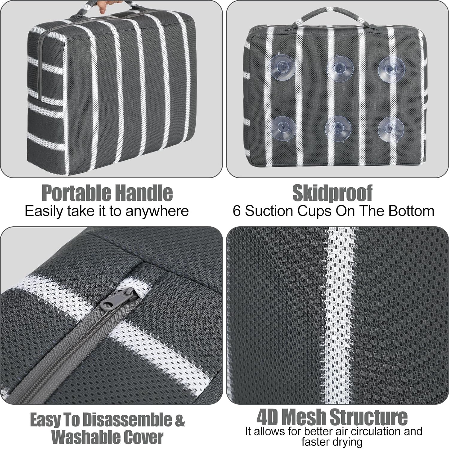 Threehoney 2 Pcs Hot Tub Booster Seat for Adults, 5 Inch 4D Mesh Spa Bathtub Booster Cushion with Suction Cups Micro Dot Quick Dry Non Slip Bottom Mat Tub Accessories for Indoor Outdoor(Mix-Color)