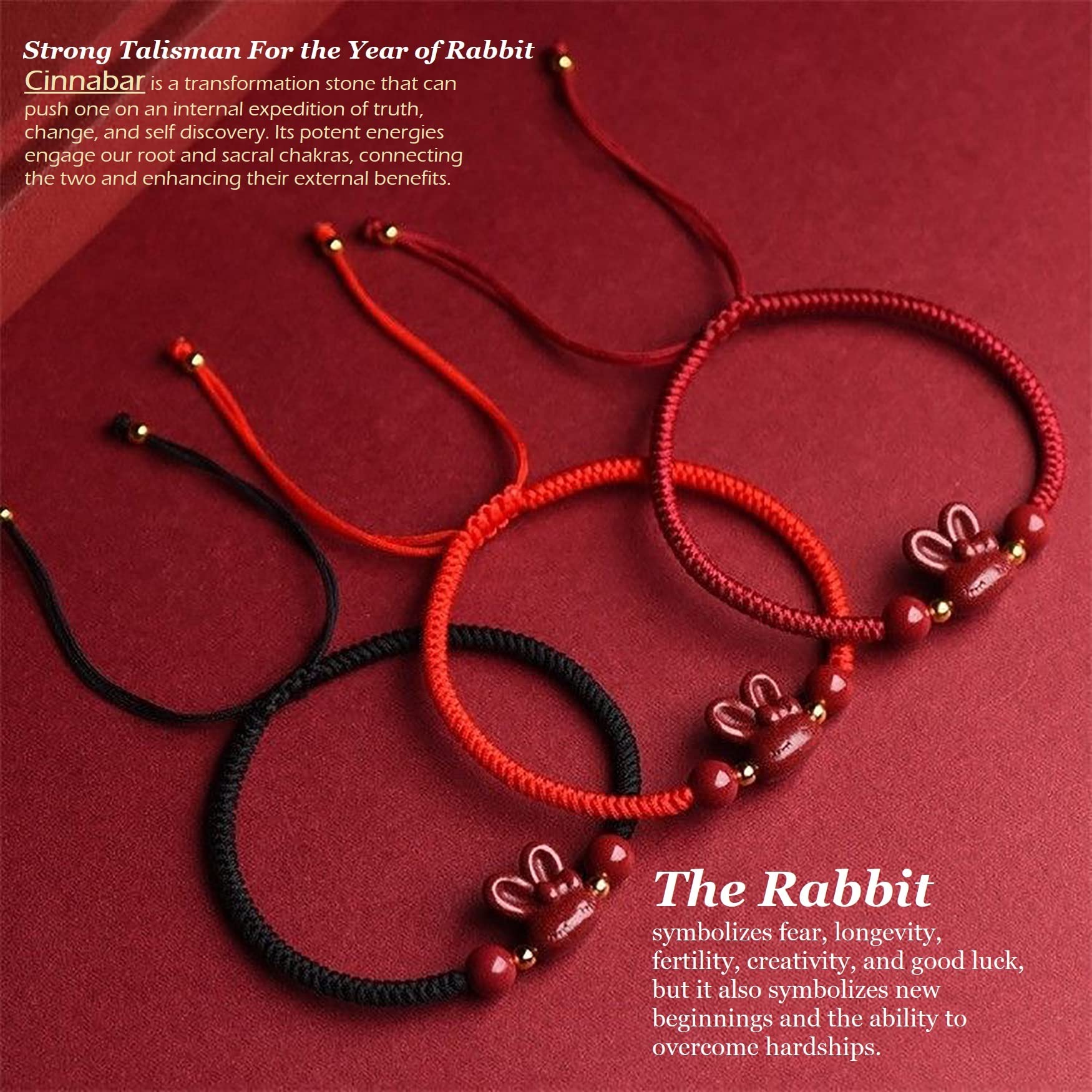 Bracciale Feng Shui, Bracciale Feng Shui Rosso Viola Sabbia Cinabro Coniglio Forte Talismano per Il 2026 Anno del Coniglietto Bracciale Ricchezza Bracciale Cinese Cordoncino Rosso Amuleto Chakra per
