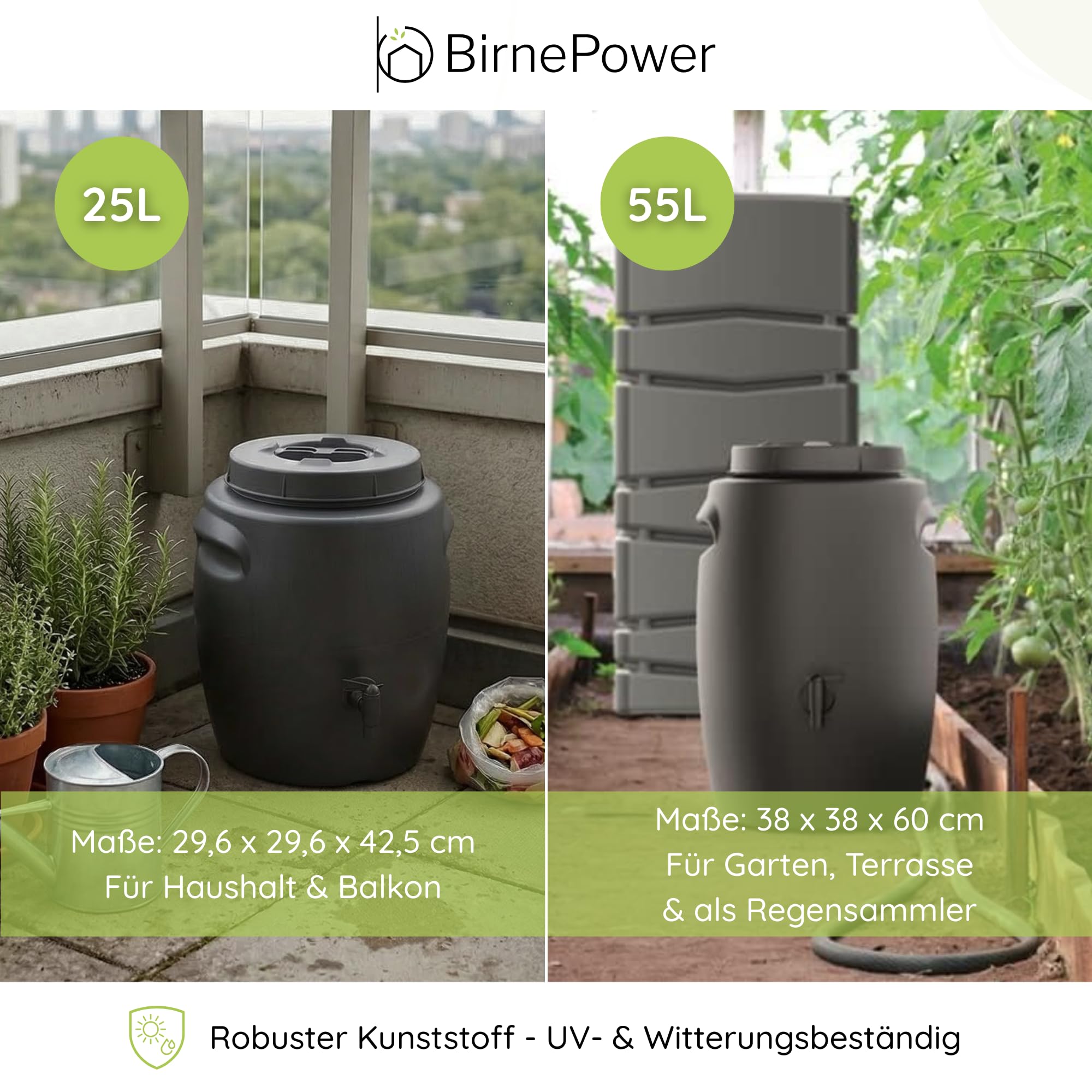 Komposteimer 55L Bio Mülleimer Komposter mit Deckel Einsatz Filter Ablasshahn großer Biomülleimer zur Herstellung von Dünger Küchenkomposter Garteneimer Regensammler Schwarz