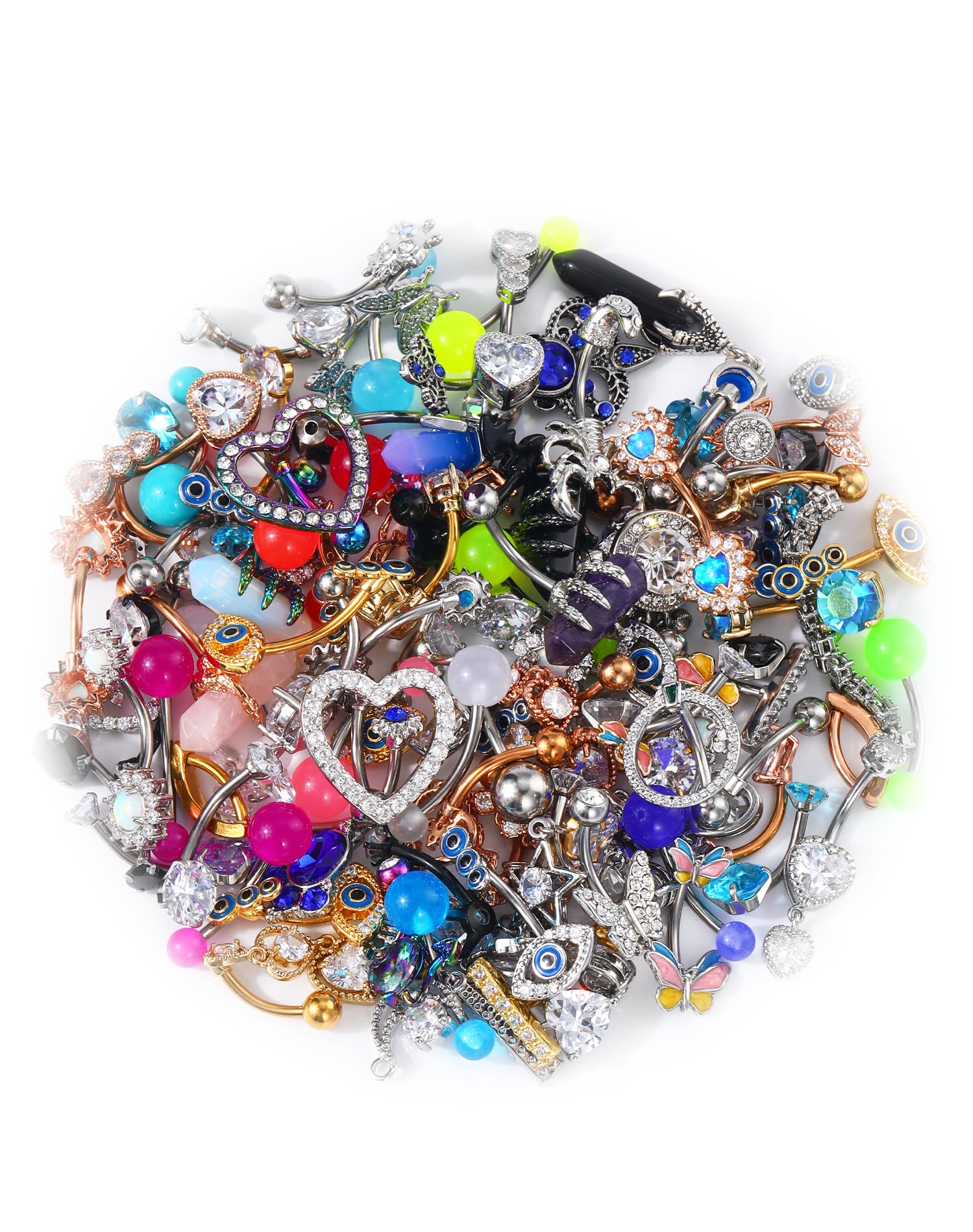 Belly Button Rings, 316L Stainless Steel Belly Rings, 14G Belly Button Piercing, Random 8PCS Belly Piercing Jewelry, Navel Rings for Women Sexy Girl