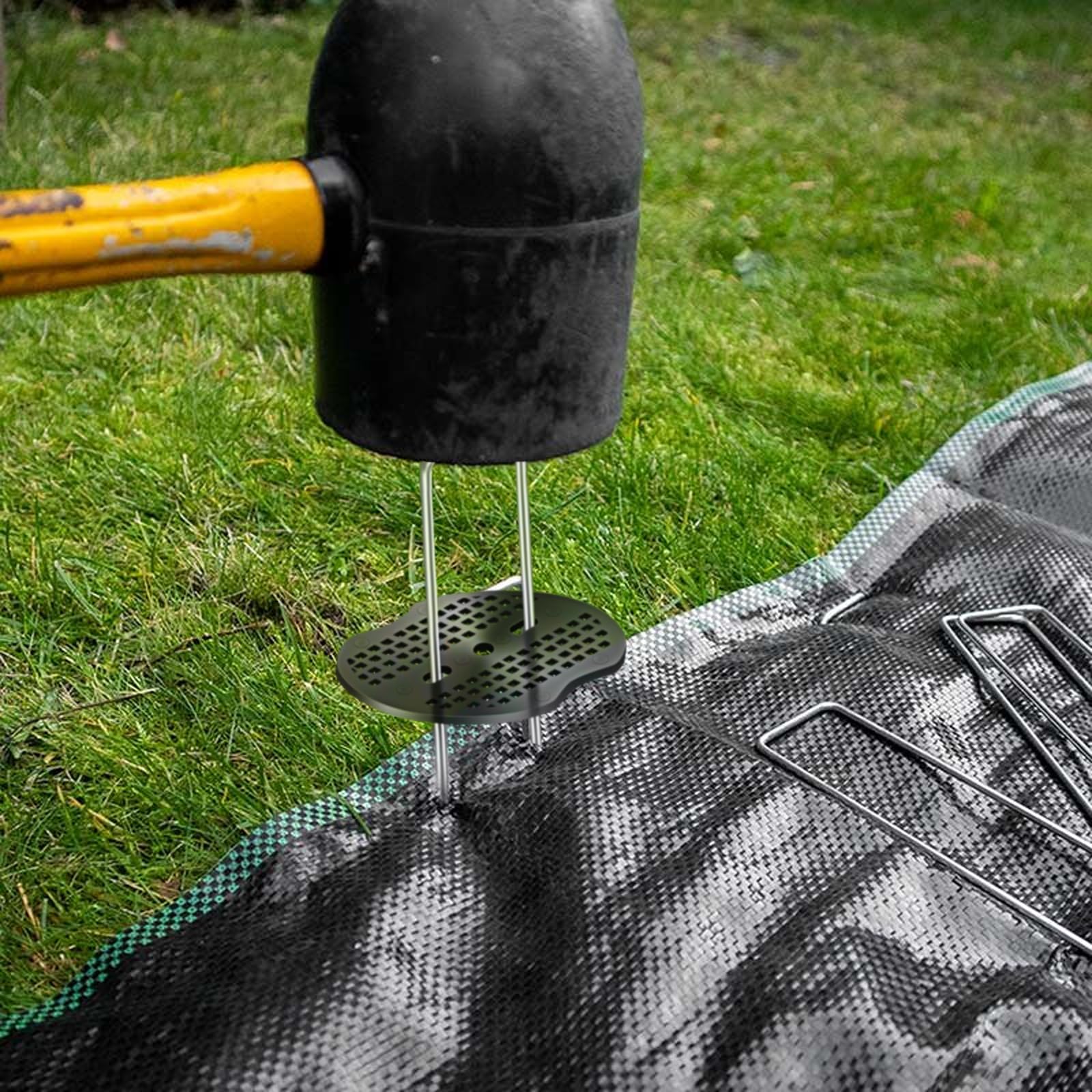 Juego de 400 estacas de jardín para paisaje, calibre 11 de 6 pulgadas, pines galvanizados en forma de U resistentes con junta para tela de barrera de malezas, césped artificial y paisajismo de patio