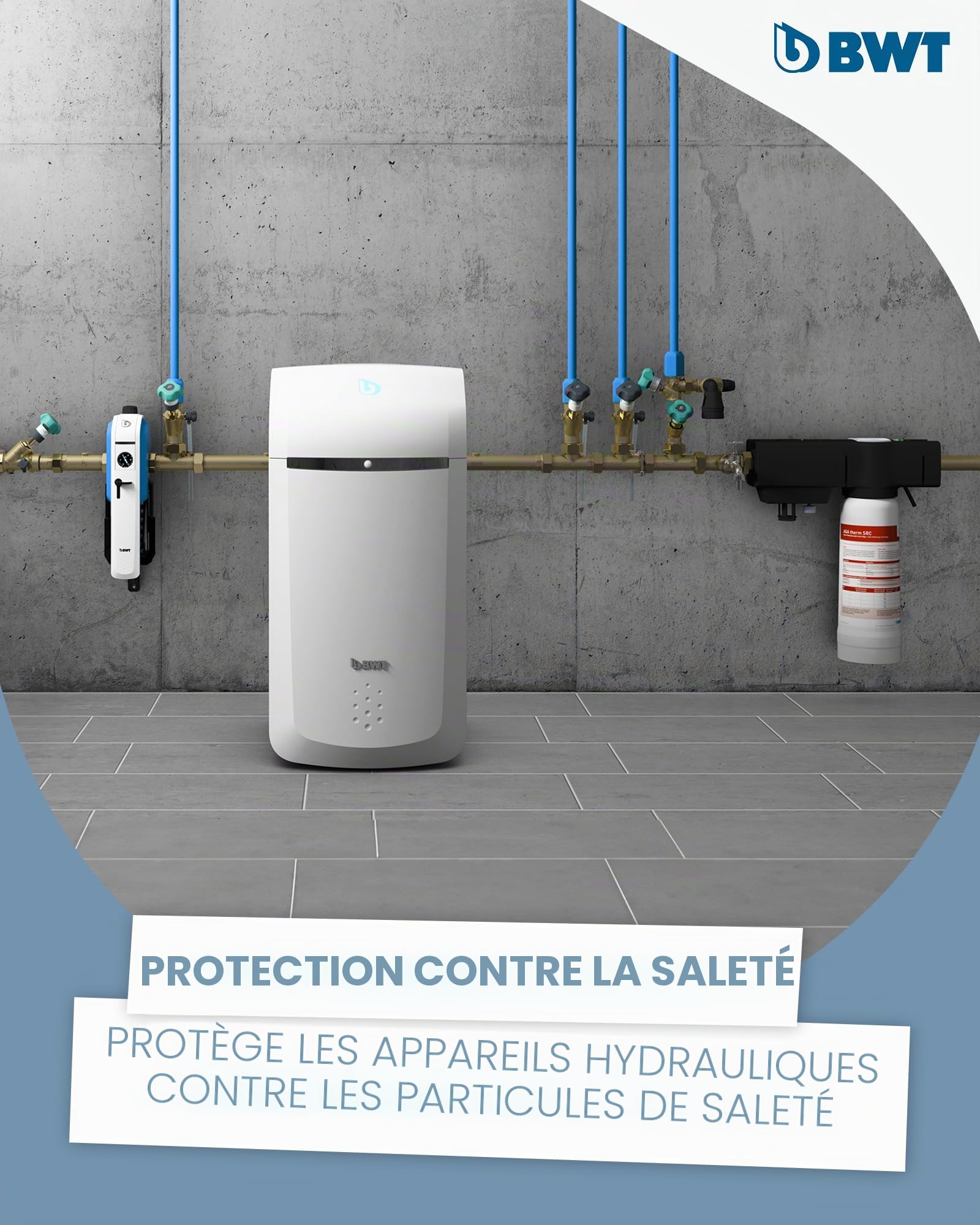BWT E1 Hygienebox 820396 – Kit complet pour 1 an de durée de fonctionnement de votre station d'eau domestique préfiltre, comprend 1 tasse filtrante et 2 éléments filtrants