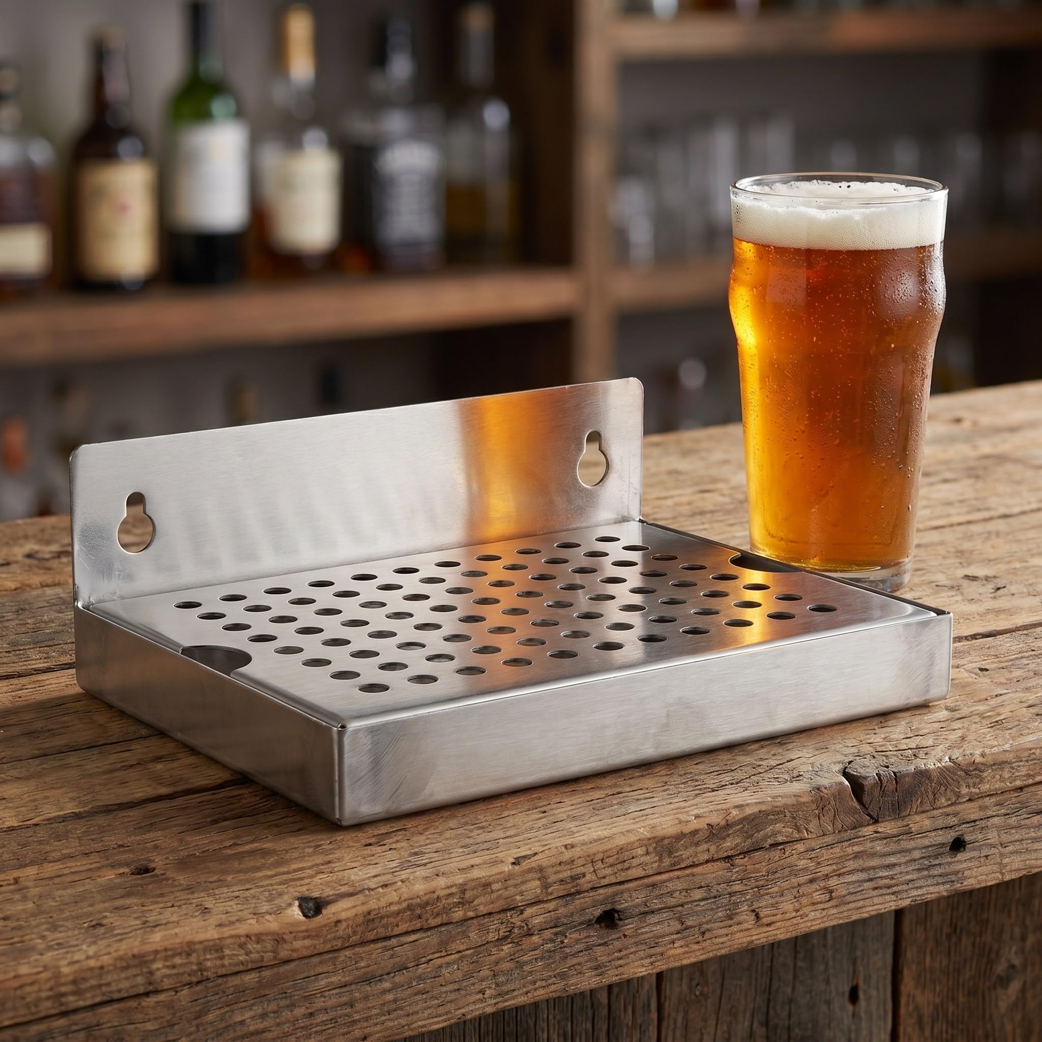 Bandeja de Goteo de Cerveza para Montaje en Pared, Bandeja de Acero Inoxidable para barriles de Bebidas, Torre de grifos de Bar, de Goteo metálica extraíble para Grifo de Cerveza dispensador