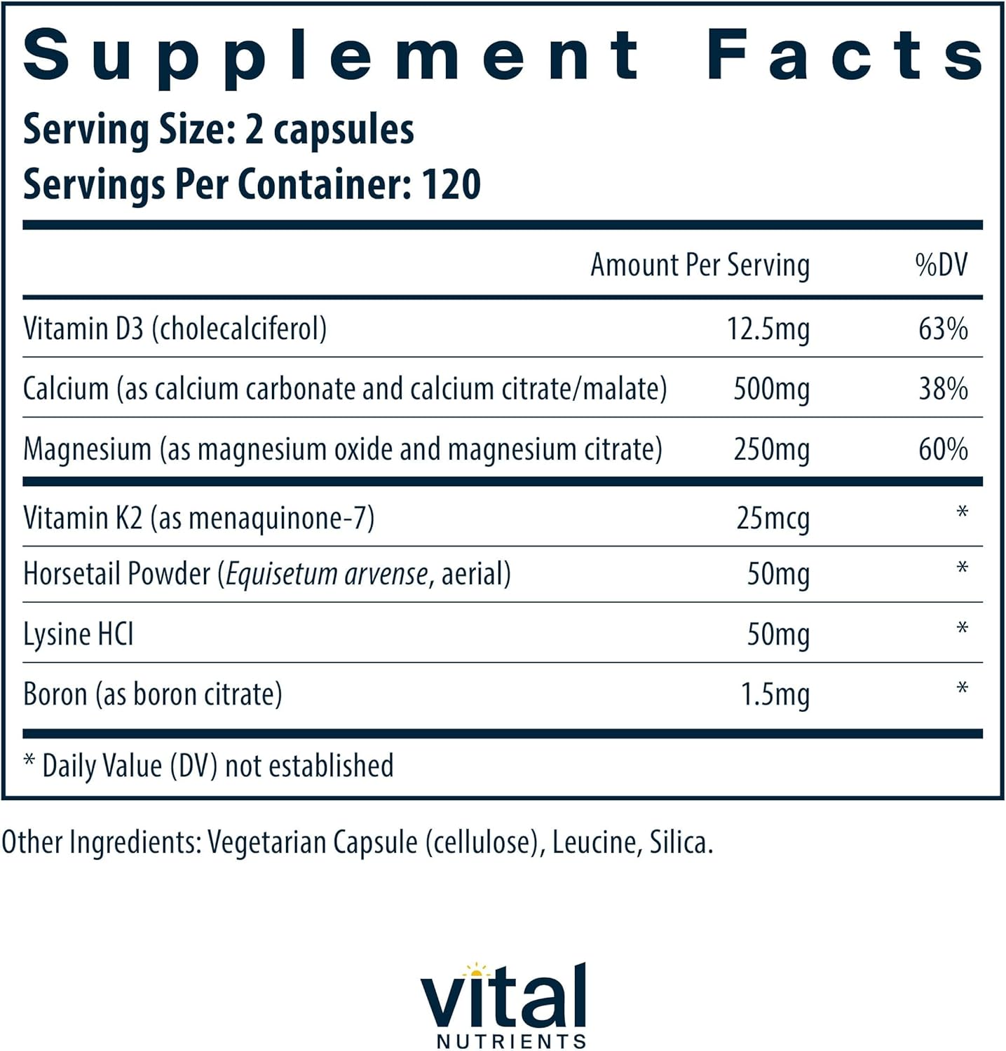 Vital Nutrients Osteo-Nutrients II - Vitamin K2 + D3, Calcium, Boron, and Magnesium for Bone Strength* - Healthy Heart Support - Vegetarian Supplement - Gluten, Dairy, Soy Free - 240 Capsules - Image 2