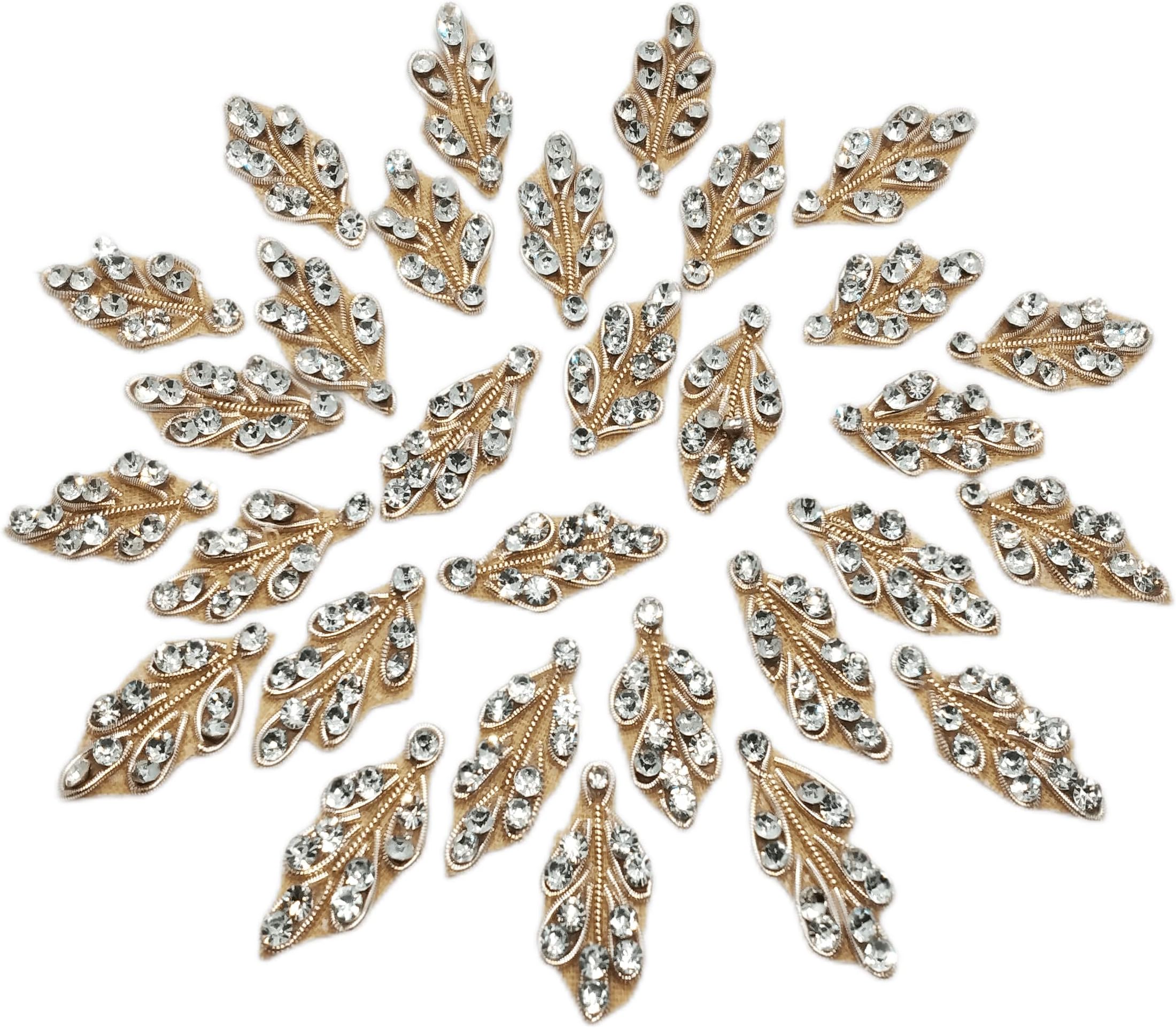 Designer 2.8 X 1.5 cm Neck sew on Leaf Shape Decorative Applique Patches Embroidery for Clothes, Jackets, Blouse, Saree, Decoration (25 Pieces)