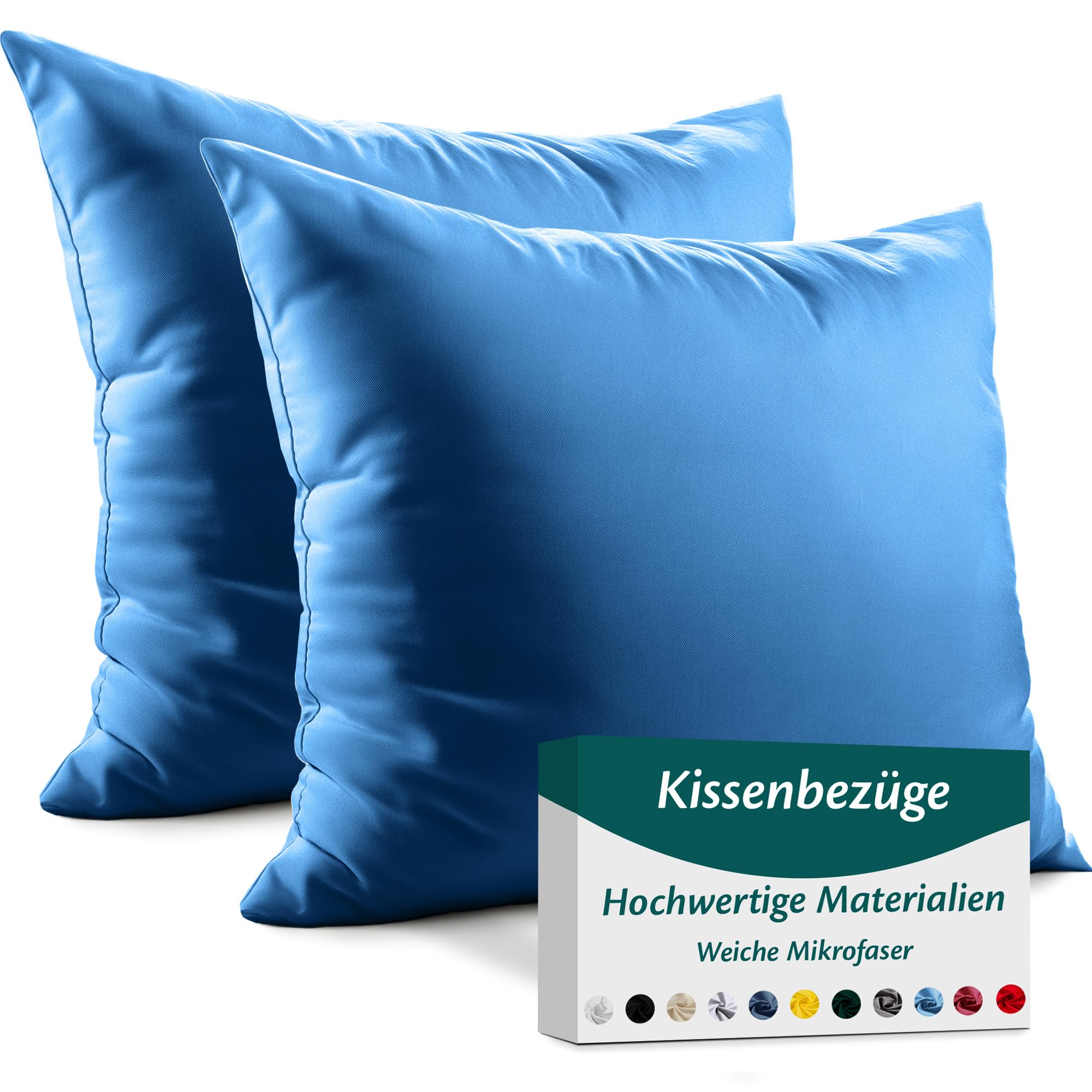 Kissenbezug 50x50 – Mikrofaser OEKO-TEX Zertifiziert – Blaue Marine – 2er Set Kissenbezüge für Kissen 50 x 50 Weich & Atmungsaktiv – Kissenhülle Hypoallergen und Waschbar mit Verdecktem Reißverschluss