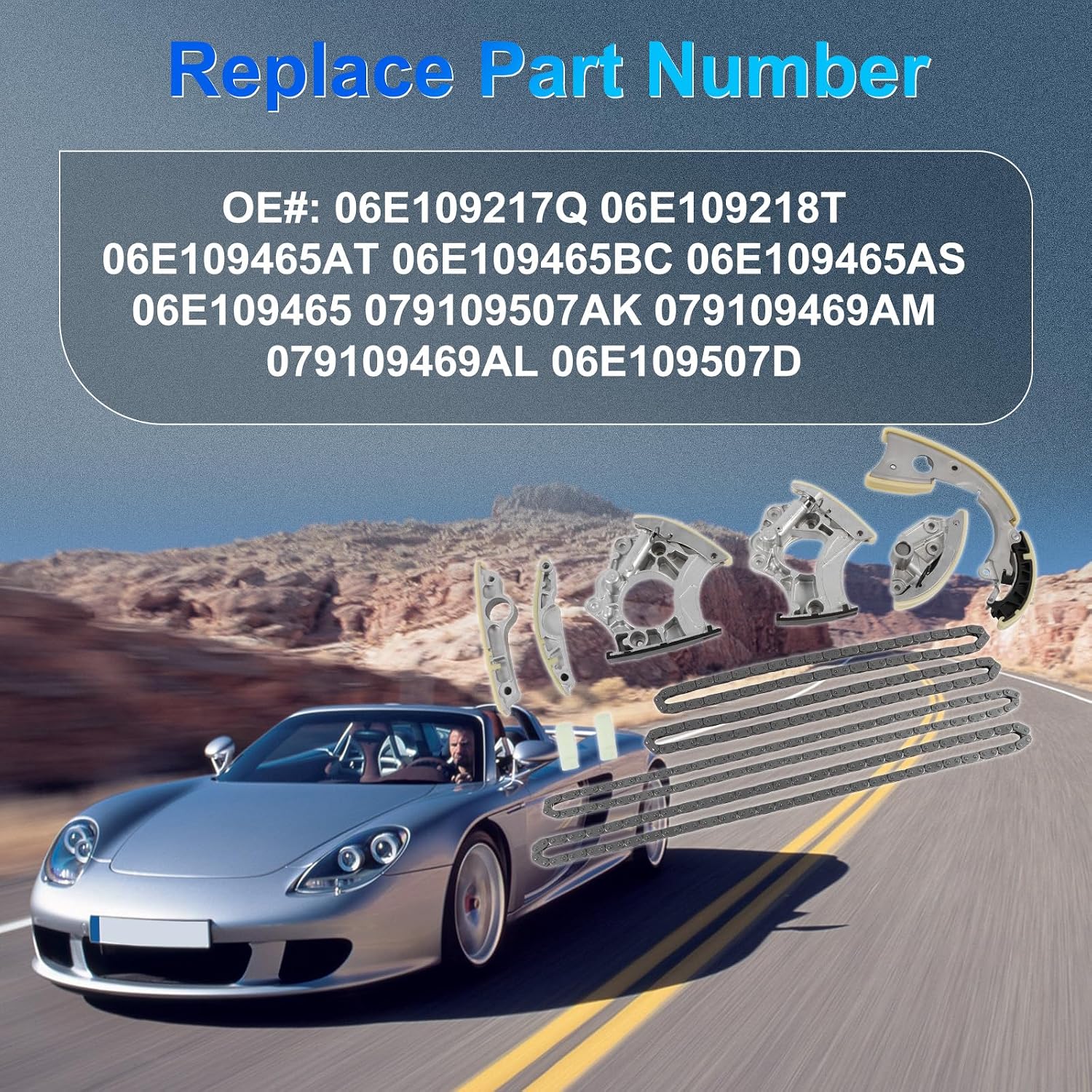 3.0T Engine Timing Chain Kit Fits for Audi A4 A5 A6 A7 A8 Quattro Q5 Q7, for VW Touareg, for Porsche Cayenne 92A Panamera 970 3.0L Supercharged OE 06E109217Q 06E109218T