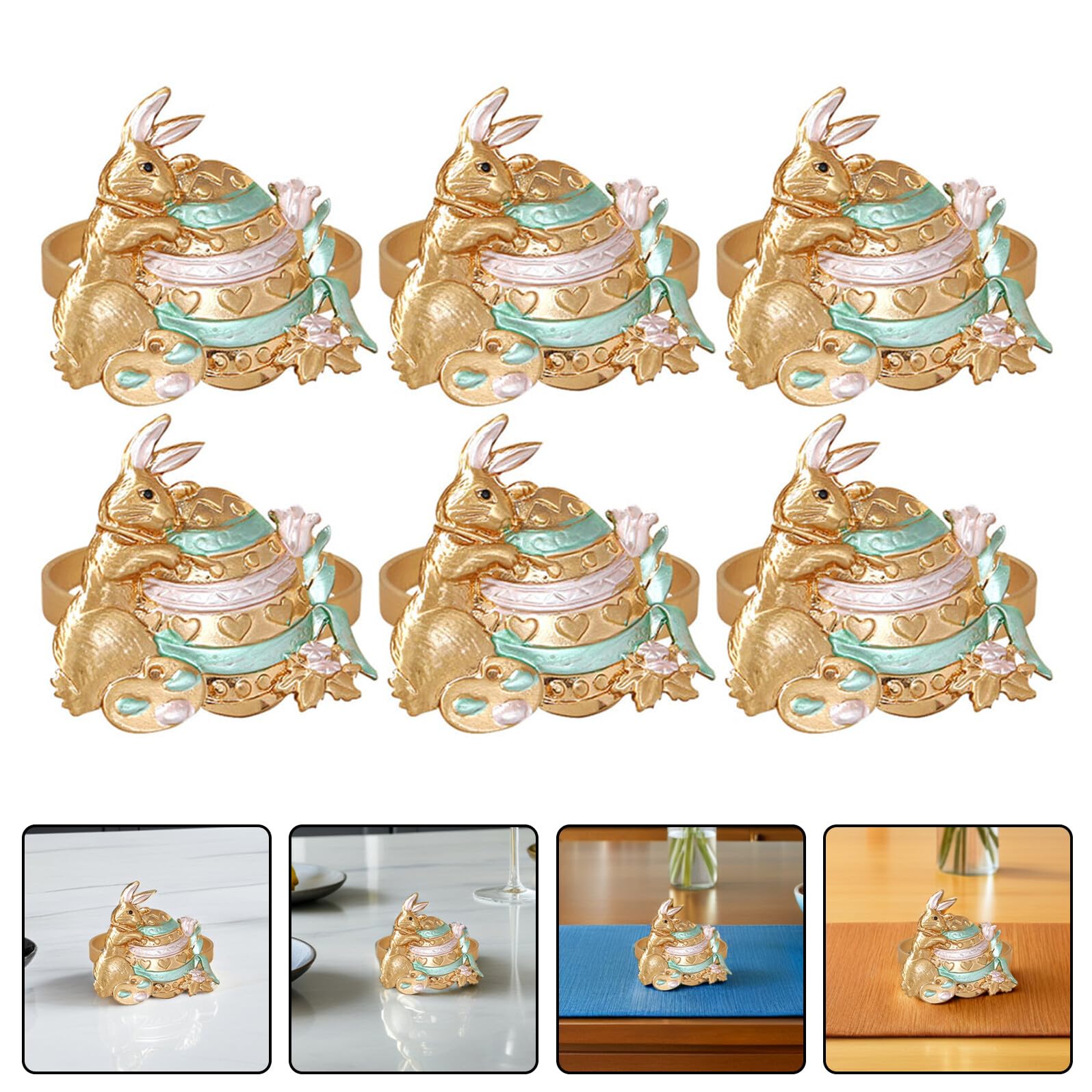 ULTECHNOVO 12stücke Teiliges Niedlicher Goldfarbener Kaninchen Serviettenringe Für Ostern Tischdekoration Für Festlichkeiten Für Partys Hochzeiten Und Besondere Anlässe