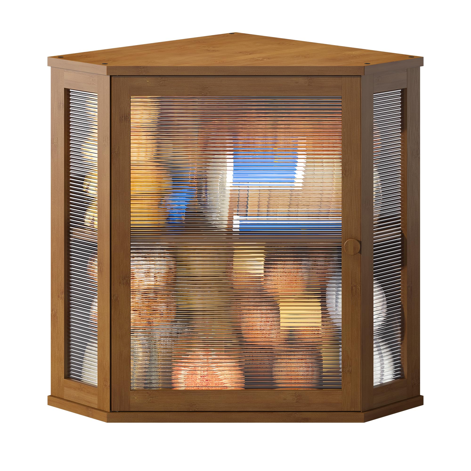 Photo 1 of BMOSU Corner Bread Box for Kitchen Countertop Double Layer Bamboo Wooden Bread box Large Capacity Bread Storage Bin(Brown, Extra Large)