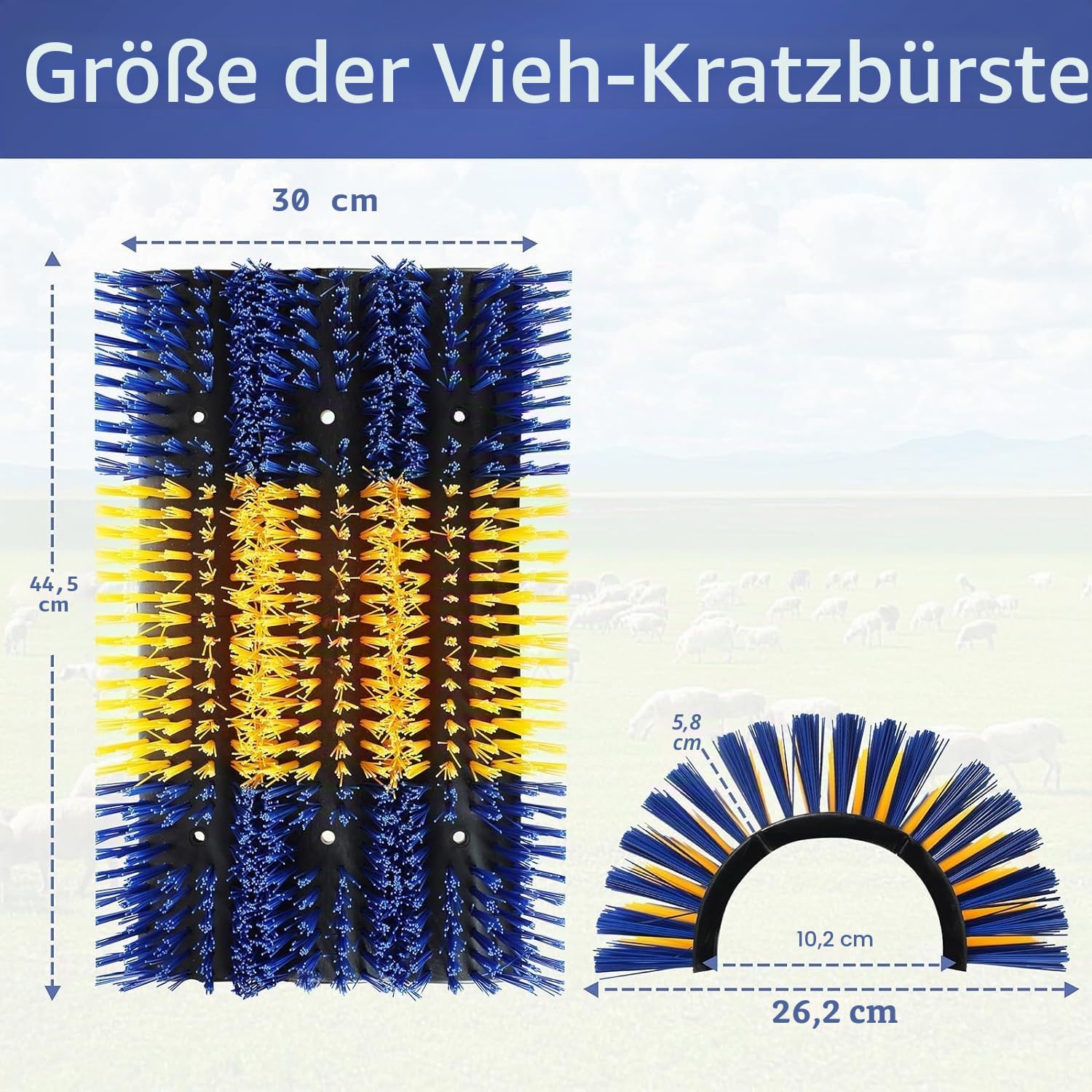 Universal Kratzbürste Pferd mit 12 Schrauben,Halbrunde Kratzbürste | Kratzbürste für Nutztiere Kuhbürste Massagebürste für Schaf Pferd Kuh Schweine,Pferdekratzer (17.5x11.8inch, stück, 1)