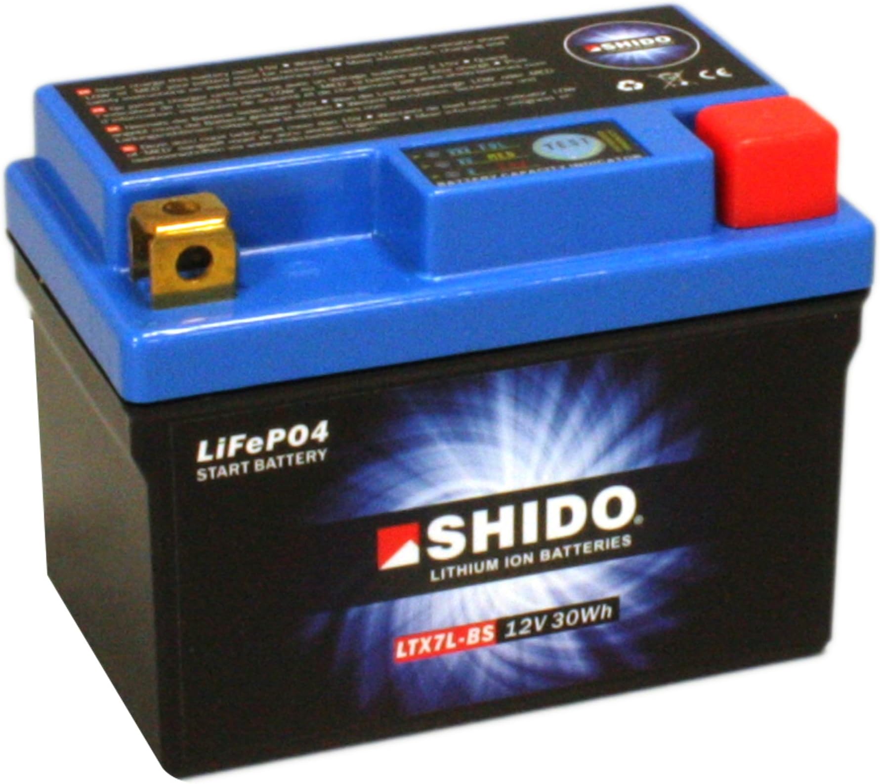 Lithium Battery Shido LTX7L BS YTX7L BS 12/6Ah (Dimensions: 114X71X131) for Sym/sanyang Husky 125 96-02