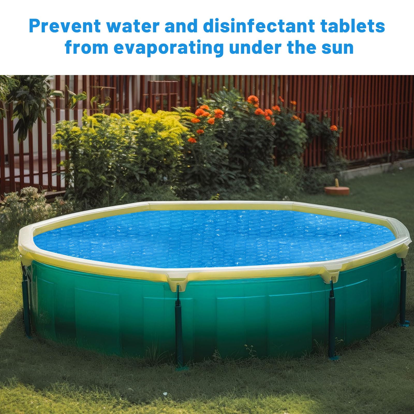 FREEBLOSS Cubierta solar para piscina de 210 cm, manta térmica flotante para spa, cubierta de burbujas para piscinas de agua caliente, piscina, calefacción solar