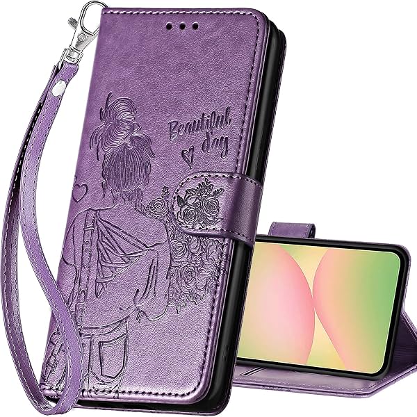 Funda tipo cartera para Samsung Galaxy A57 5G, púrpura para mujer | 3 ranuras para tarjetas, soporte, carcasa TPU a prueba de golpes, cuero PU, cierre magnético, cubierta plegable protectora para mujer