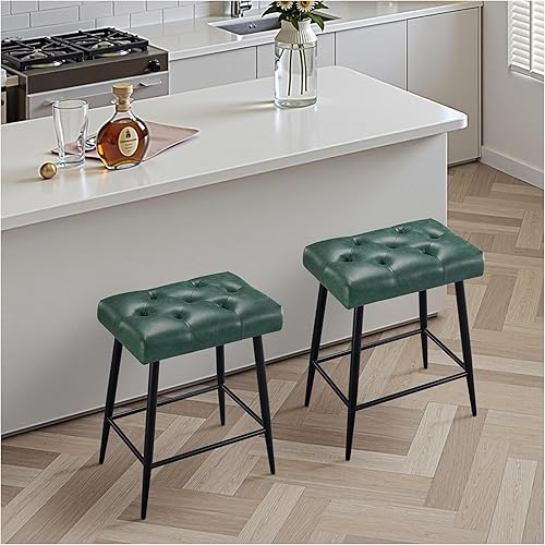 Miniatura 10 de Juego de 2 taburetes de bar de altura de mostrador, taburetes de bar de 24 pulgadas para isla de cocina, taburete de bar de granja para mostrador,