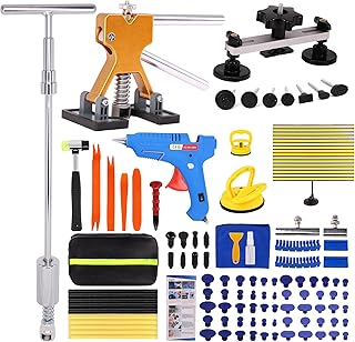 Kit de eliminación de abolladuras, kit de reparación de abolladuras sin pintura con levantador dorado, extractor de puente, martillo deslizante, extractor de abolladuras en T, herramienta de