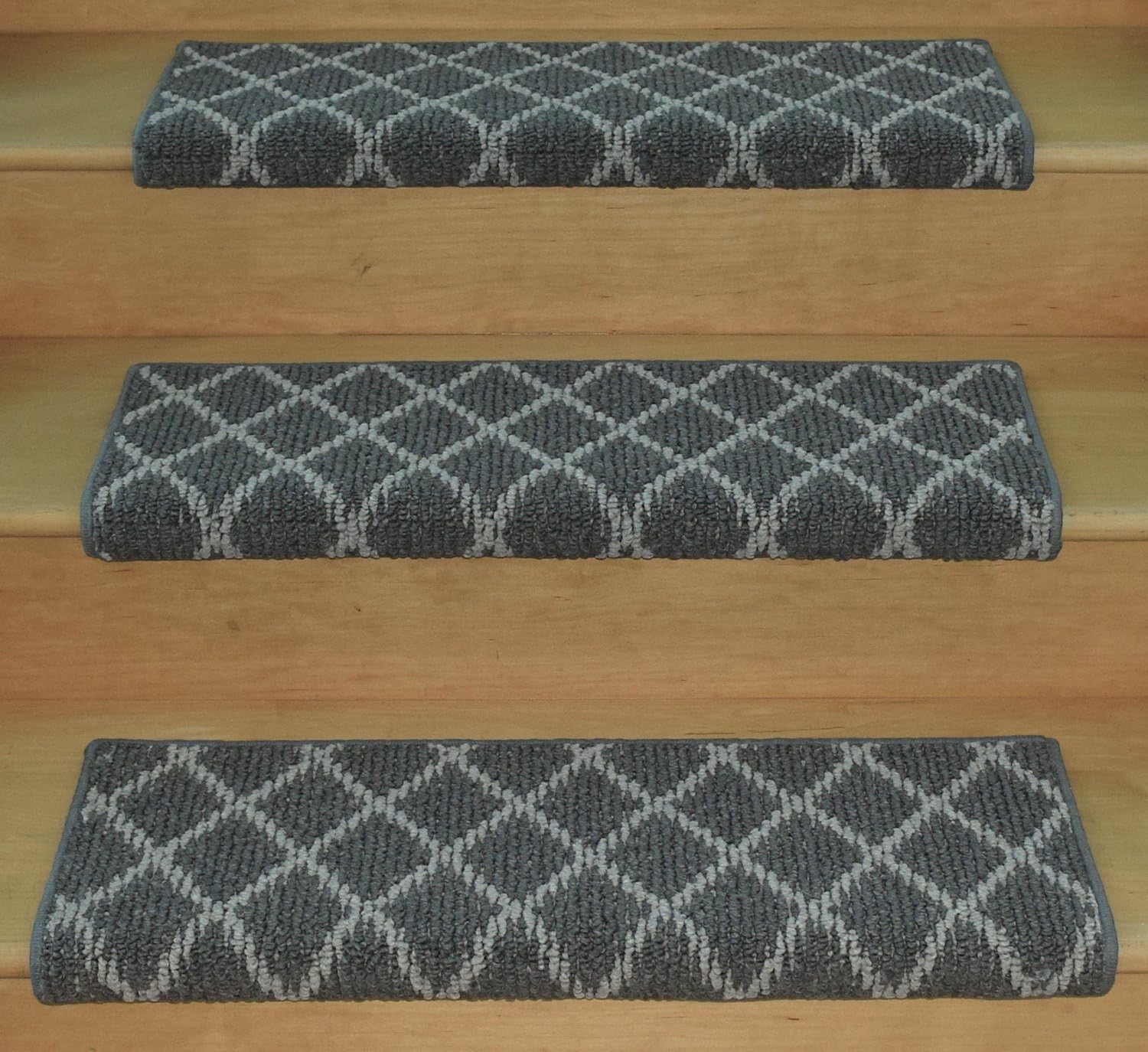 Tread Comfort Jardin Wool Inspired Bullnose Carpet Stair Tread with Adhesive Padding - Villandry (31" Wide - Single - Taupe) TREADS Sold Individually