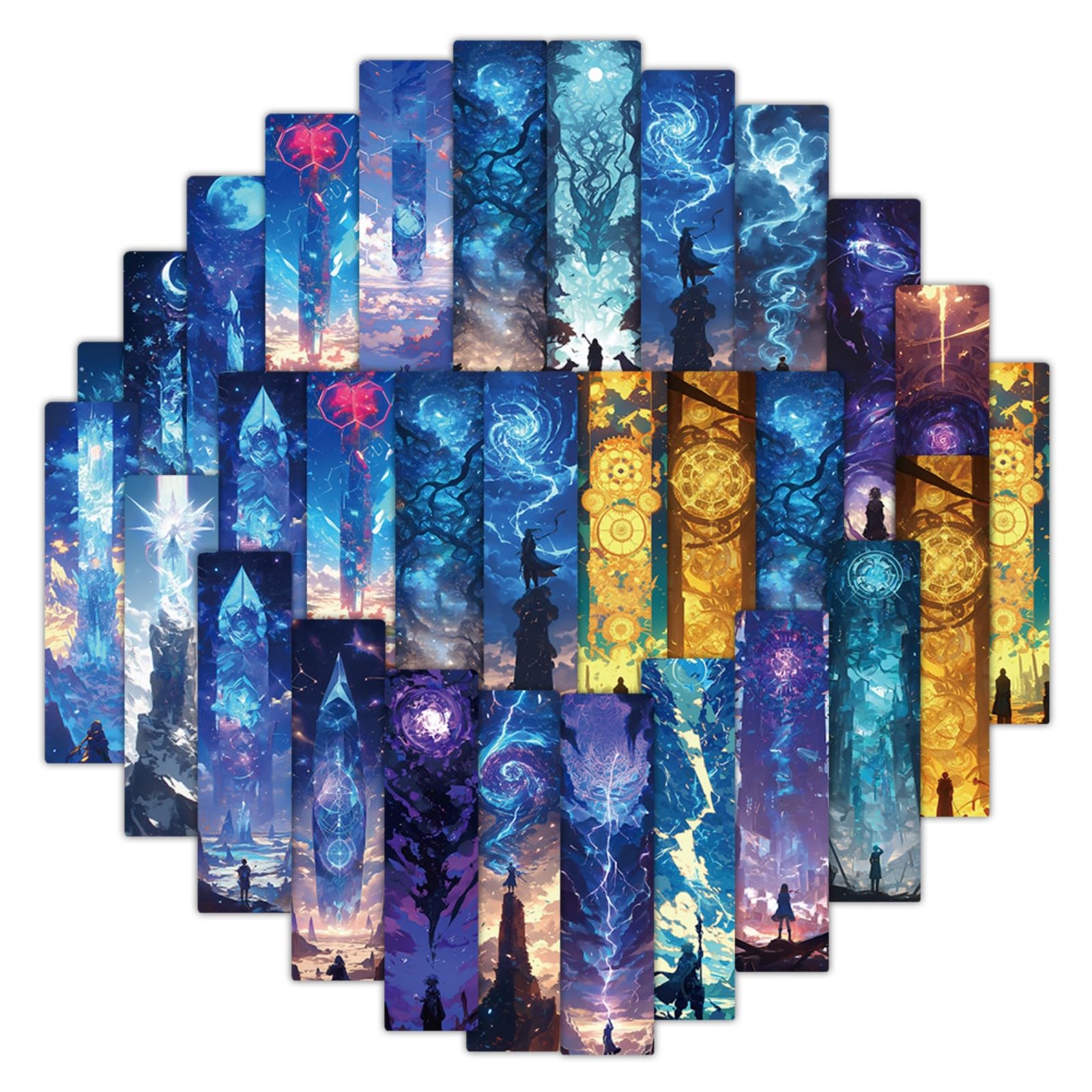 24Pcs Fantasy Magic Style Bookmarks, Premium Thickened Paper/Cardboard with Mystical Arcane Array Prints, Artistic Design for Book Lovers, Fantasy Enthusiasts & Gift Recipients — image 1