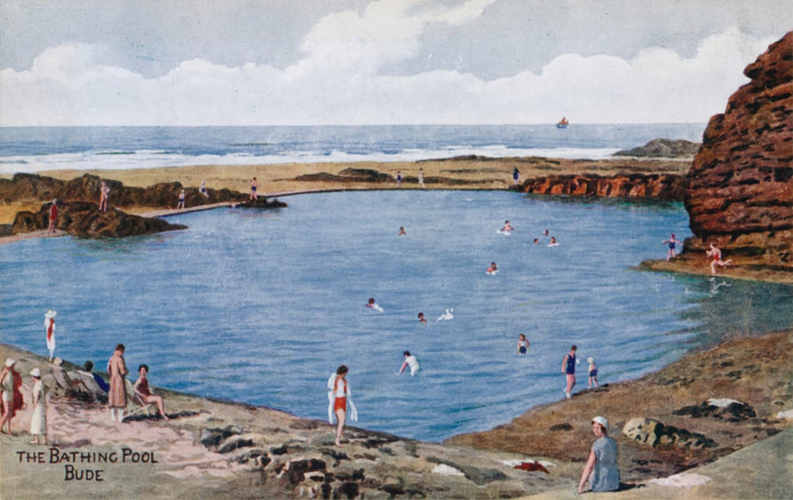 SERENDIPITP Vintage Picture Print on Canvas Wall Art Poster the Bathing Pool by Alfred Robert Quinton Artwork Print Poster for Wall Decor 60x90cm