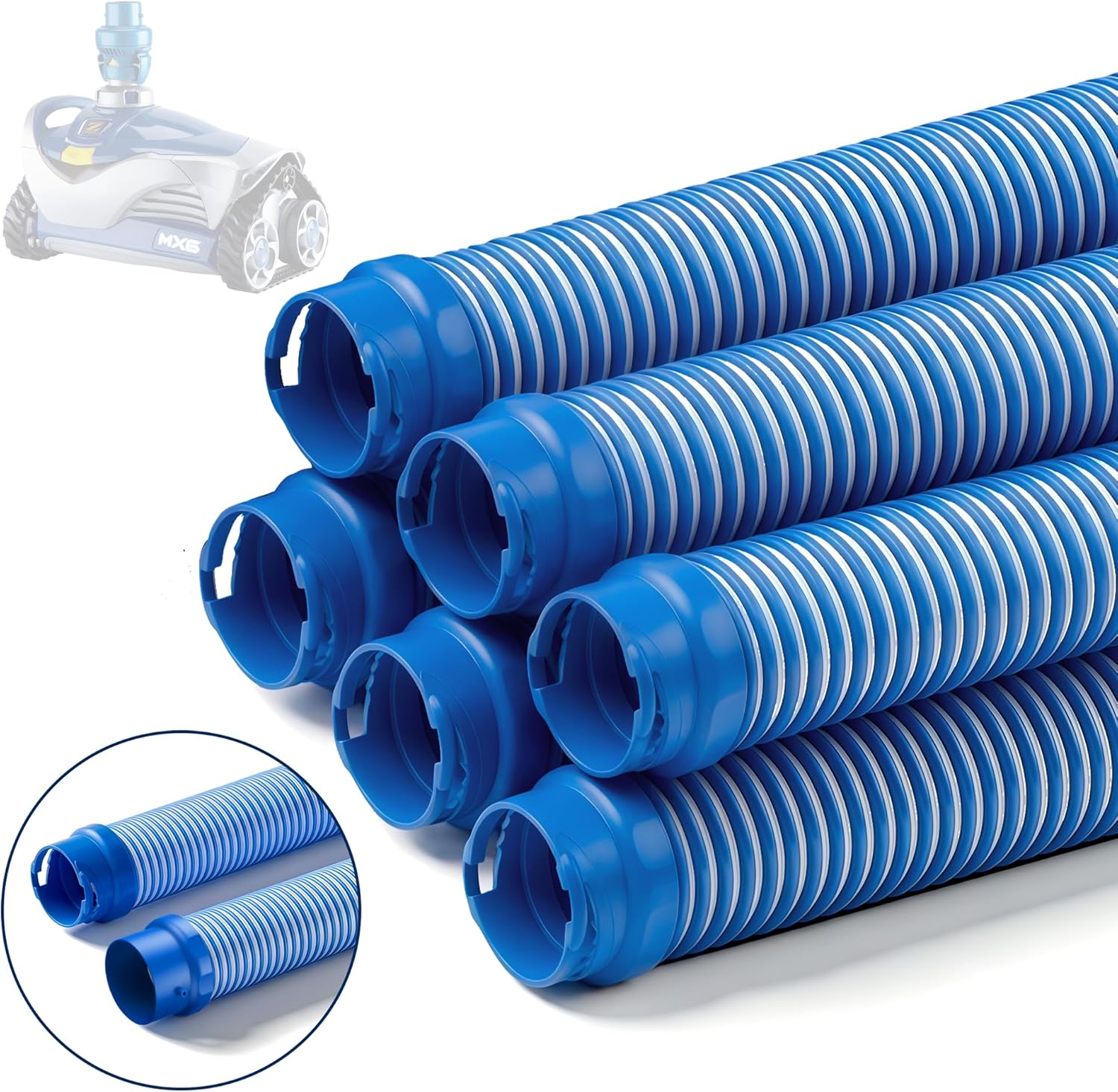Pool Vacuum Hose, 6 Pack Twist Lock Pool Cleaner Hose Replacement for MX6 MX8, 39-Inch Swimming Pool Vacuum Hoses, Easy Connect (6 Pack)