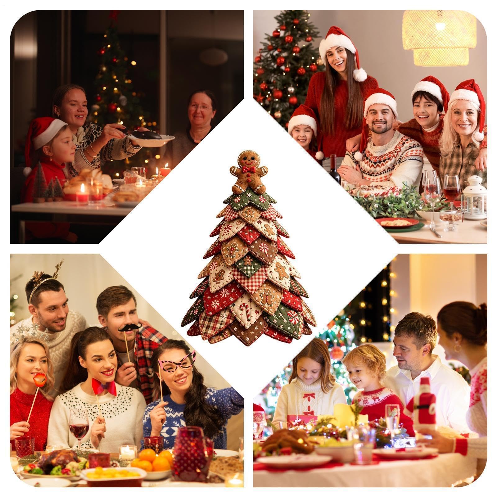 Tejido de tela de punto hecho a mano en 3D con diseño de árbol de Navidad, decoración navideña para mesa, abrigo de fuego, sala de estar y hogar