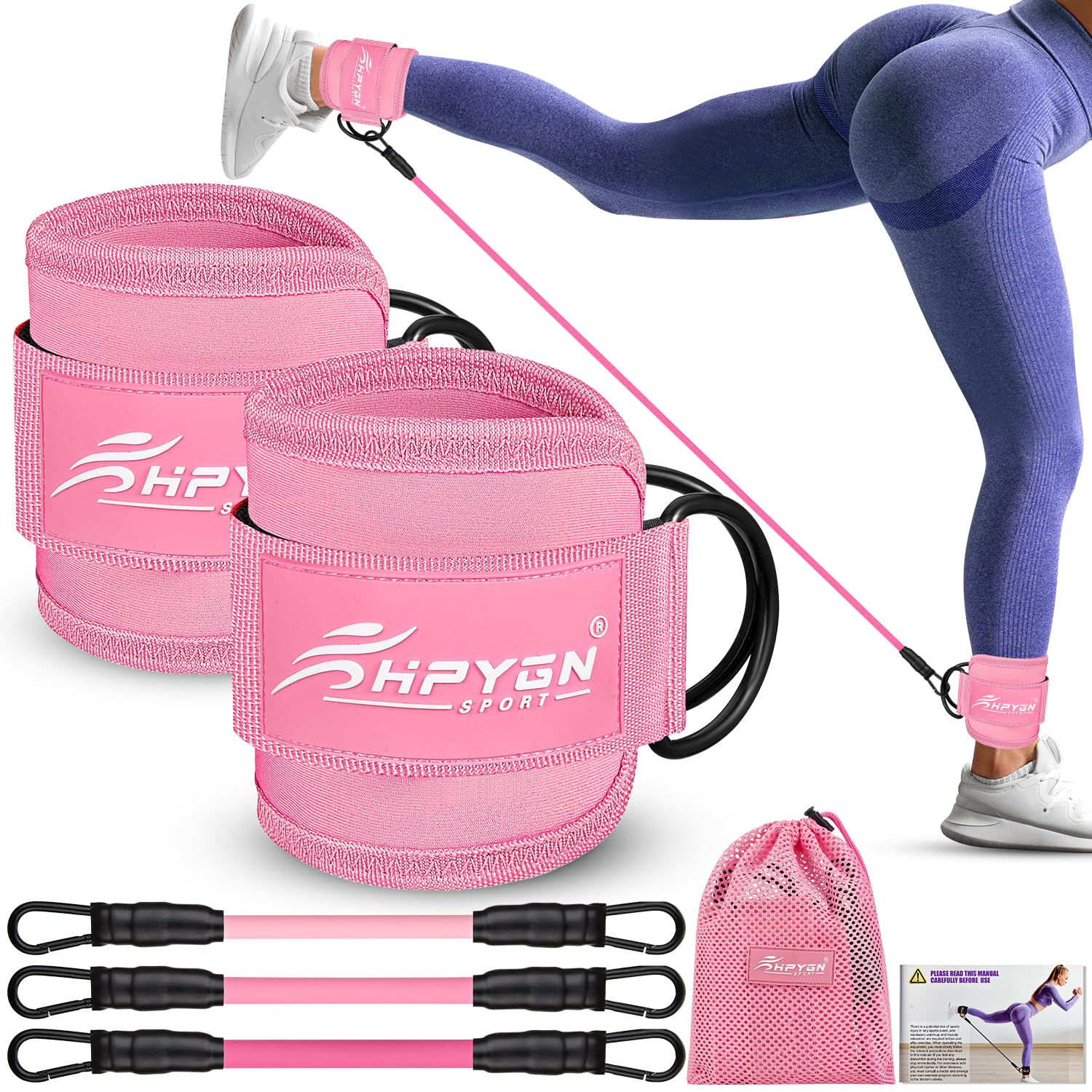 HPYGN Ankle Resistance Bands, Ankle Bands for Working Out with Cuffs, Resistance Bands for Leg Butt Training Workout Equipment for Kickbacks Hip Gluteus Training, Ankle Strap with Exercise Bands