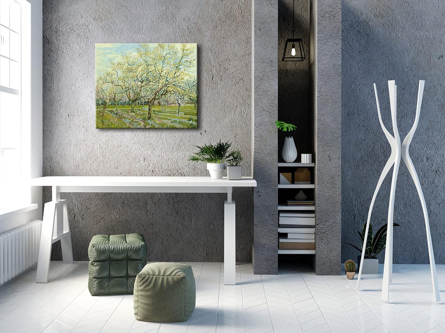 Wieco Art The White Orchard by Van Gogh Famous Oil Paintings Reproduction Large Modern Gallery Wrapped Landscapes Artworks Giclee Canvas Prints Green Pictures on Canvas Wall Art