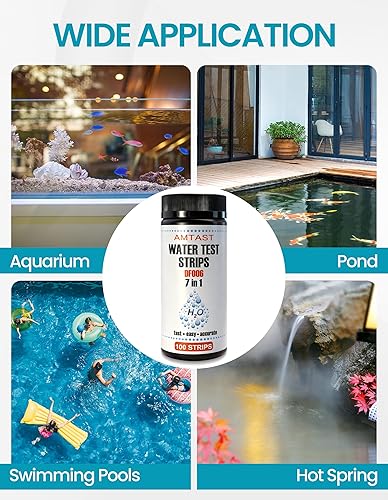 Miniatura 4 de Tiras de prueba de agua 7 en 1, 100 tiras de prueba de agua de piscina, kit de prueba de agua de piscina para PH, cloro total, cloro libre,
