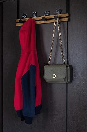 Miniatura 5 de Creathome Riel sobre la puerta con 4 ganchos de clavija, bonito patrón de gato, estilo clásico