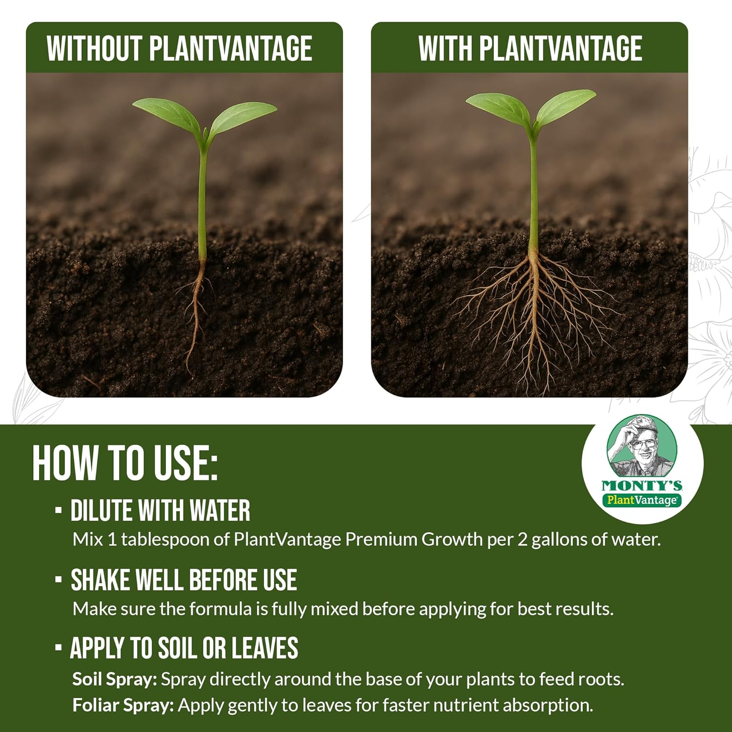 PlantVantage Premium Growth Liquid Plant Fertilizer – NPK Fertilizer (8-16-8) with Zinc & Iron, Liquid Plant Food for Stronger Stems & Larger Leaves, Foliar Spray for Trees, Shrubs & Flowers – 32 oz