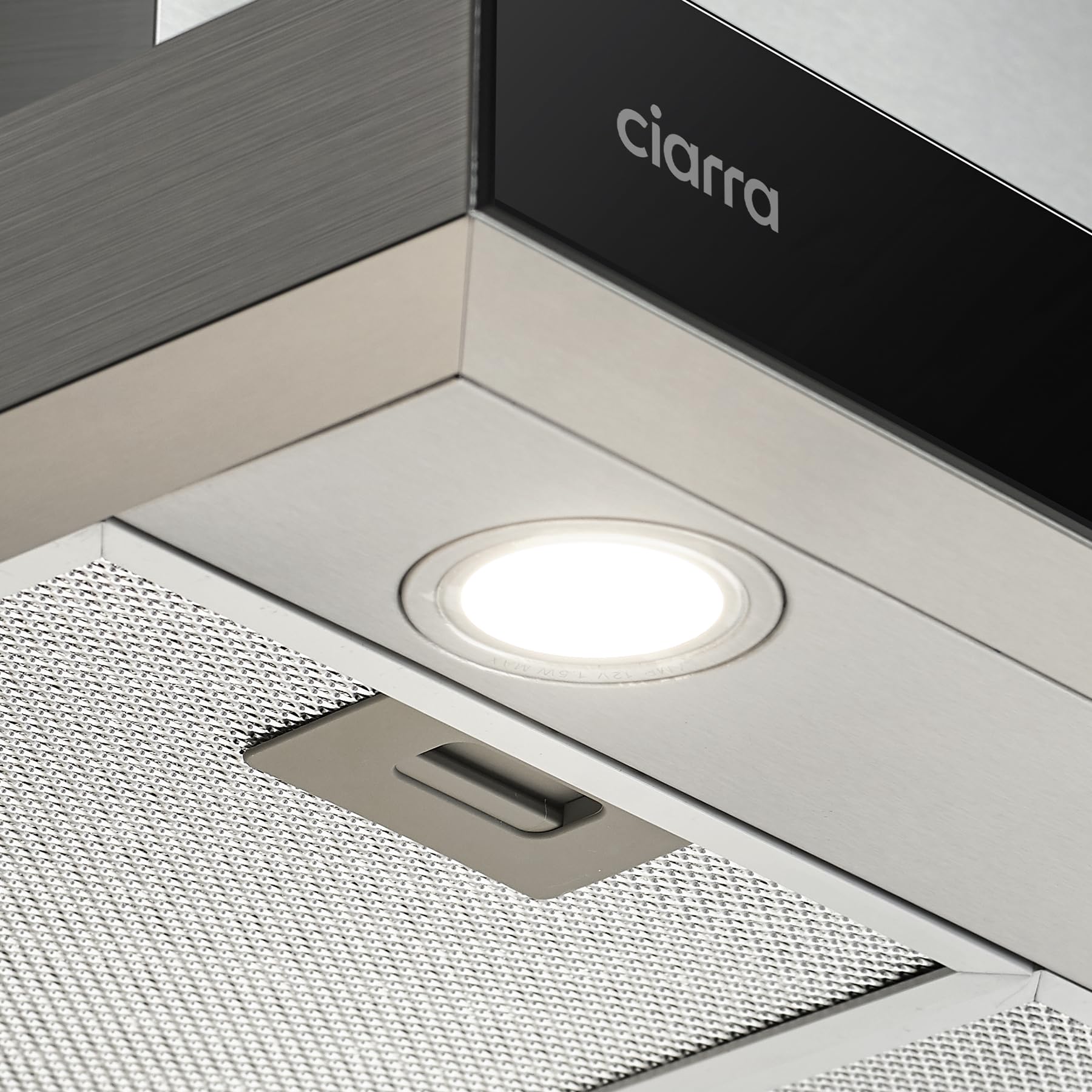 CIARRA CBCS6102 Classe A+++ Cappa Aspirante 60 cm 650 m³/h Touch Control 4 Livelli Inclusa Booster Scarico Ricircolo Aria Montaggio a Parete Acciaio Inox con Filtri Carbone CBCF003