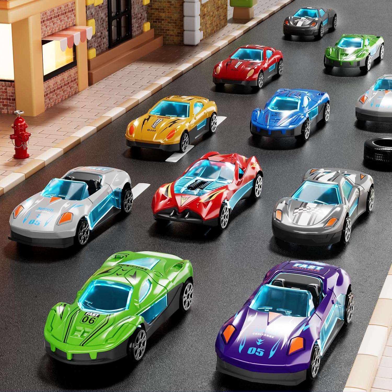 Car Truck Toys, 78-Inch Race Track Transport Truck Set with 24 Die-Cast Metal Cars, Foldable Carrier Toy for Kids 3-5, Christmas Birthday Gift for Toddlers ages 3 4 5 6 7+ Years Old Boys Girls