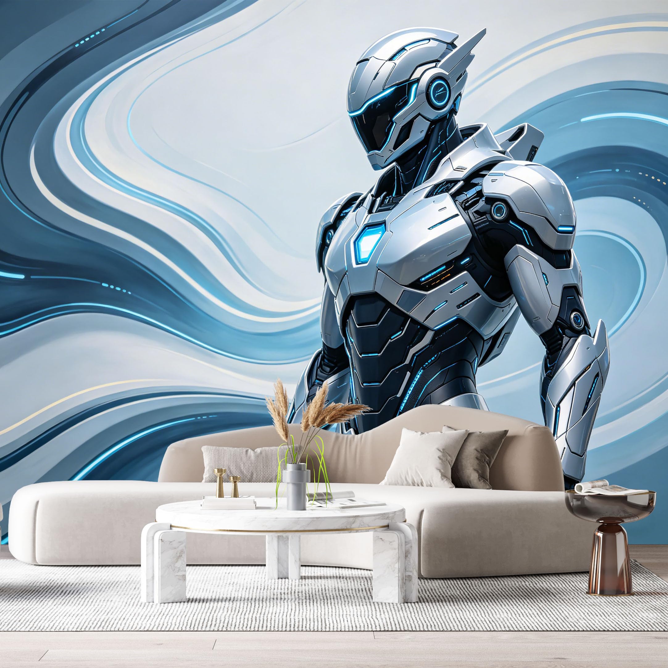 Custom Size Wall Murals Futuristic Robot Abstract Modern 3D Metallic Armor Sci Fi Design SelfAdhesive Wall Fabric Removable Large Wallpaper for Photo Living Room