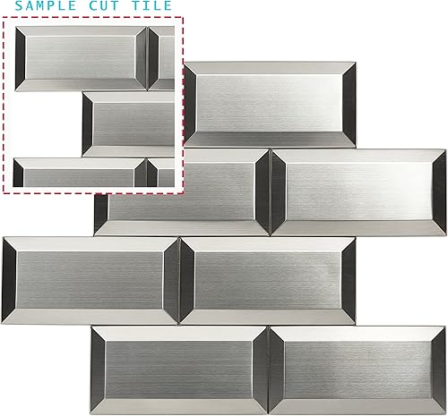 Miniatura 16 de Avant Decor Azulejos de aluminio 3D de metro, azulejos para salpicaduras de cocina para despegar y pegar Azulejos de pared para pegar 5 x 5