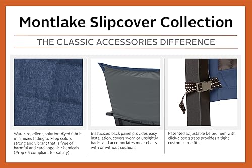 Miniatura 6 de Classic Accessories Montlake FadeSafe - Funda para tumbona de vapor para patio de 69 pulgadas, resistente al agua, índigo jaspeado, fundas para