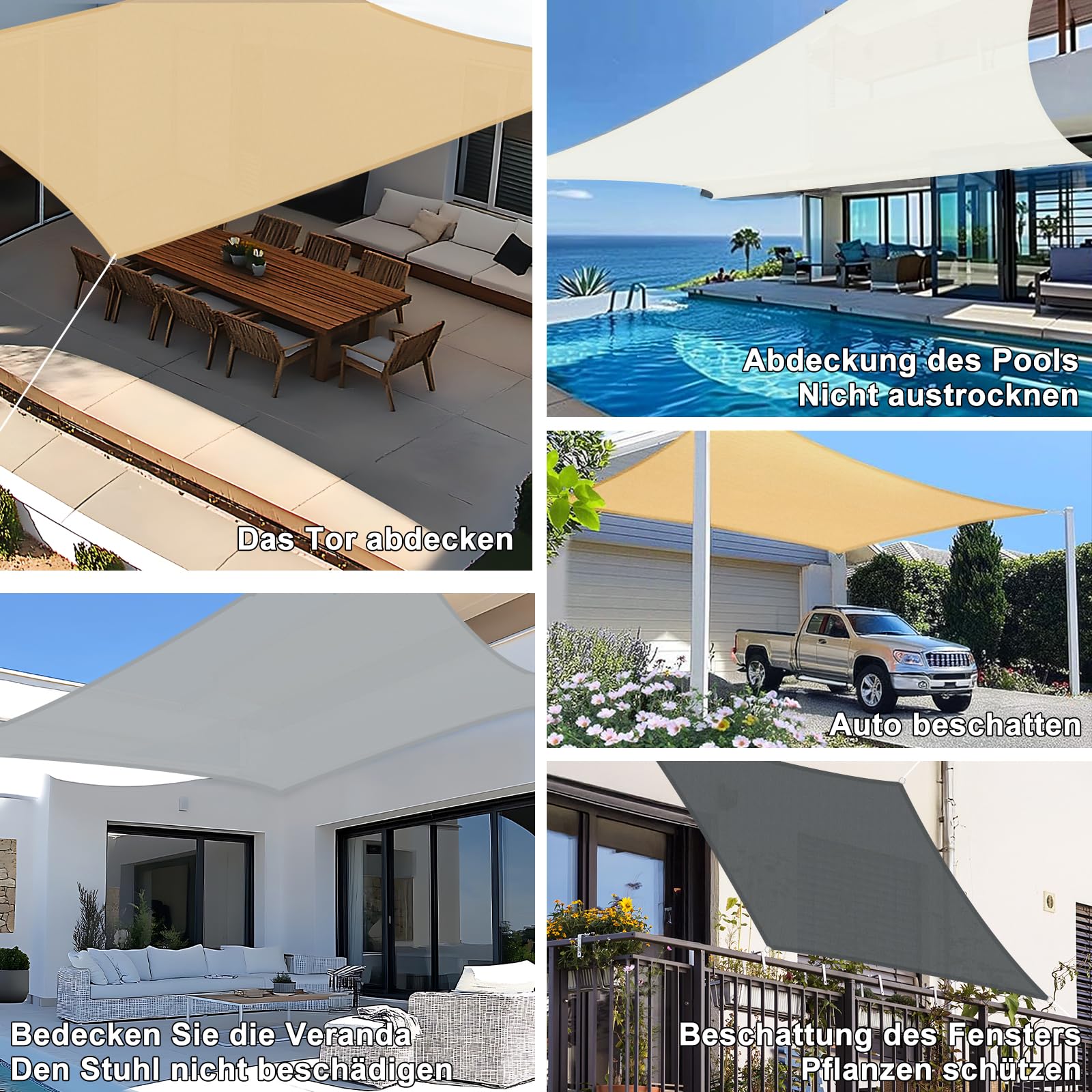 Amazon.de: SUNNY GUARD Sonnensegel Wasserdicht 3x4m Rechteckig Sonnenschutz  Wetterschutz Segel Baldachin UV Schutz fr Balkon Terrasse Garten, Grau  Anthrazit