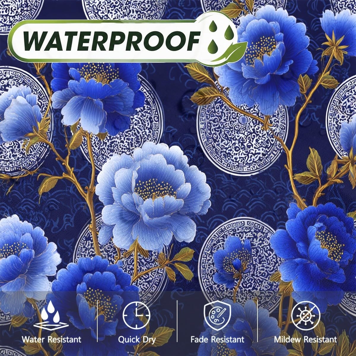 Generico Tenda Doccia 240x200 cm Blu Antimuffa e Impermeabile Poliestere