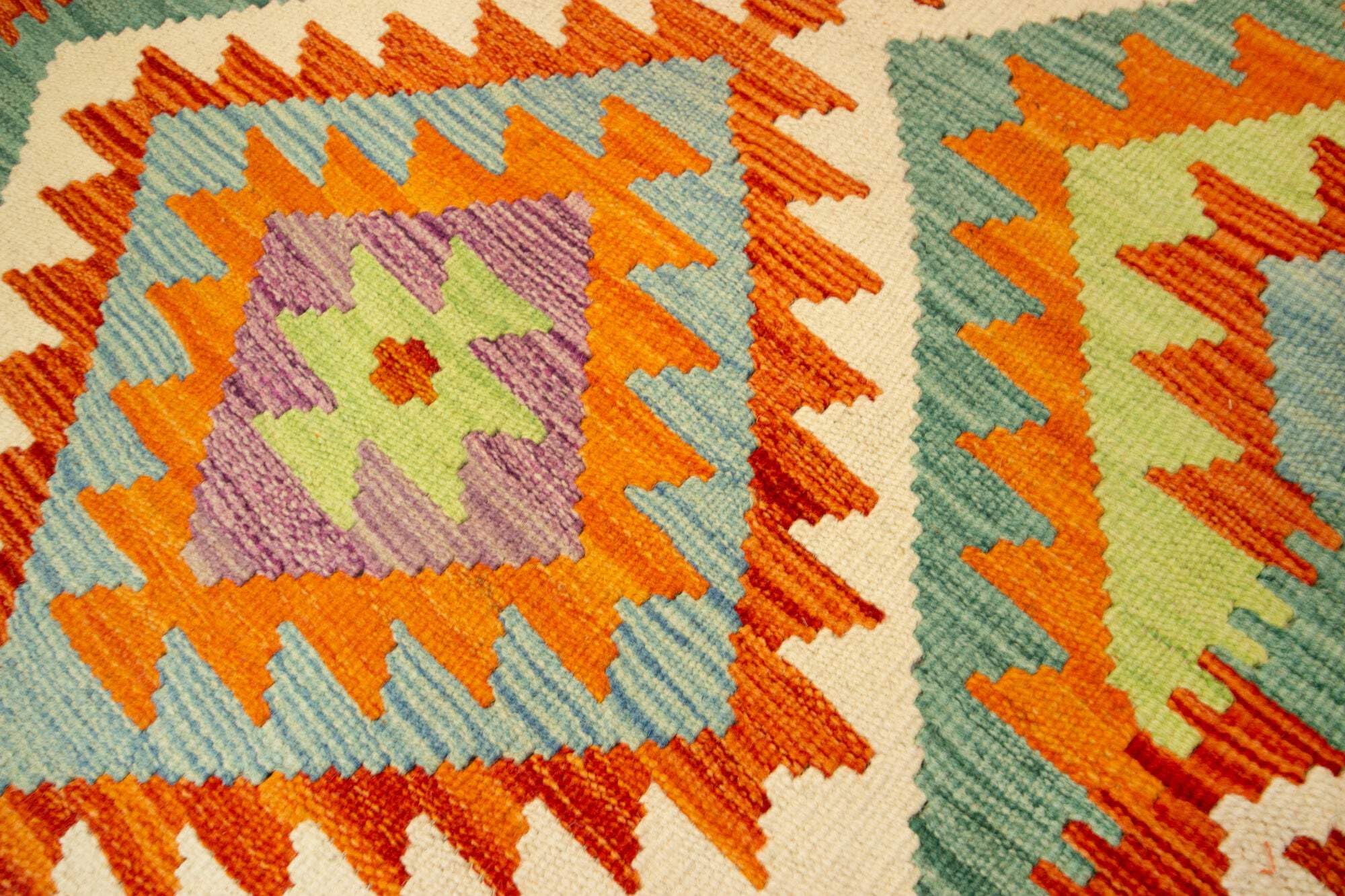 Kilim Tapis 100 % laine 113 x 75 cm, fait à la main, pièce unique de style Herat Boho multicolore, tissage plat, tapis d'entrée et chambre
