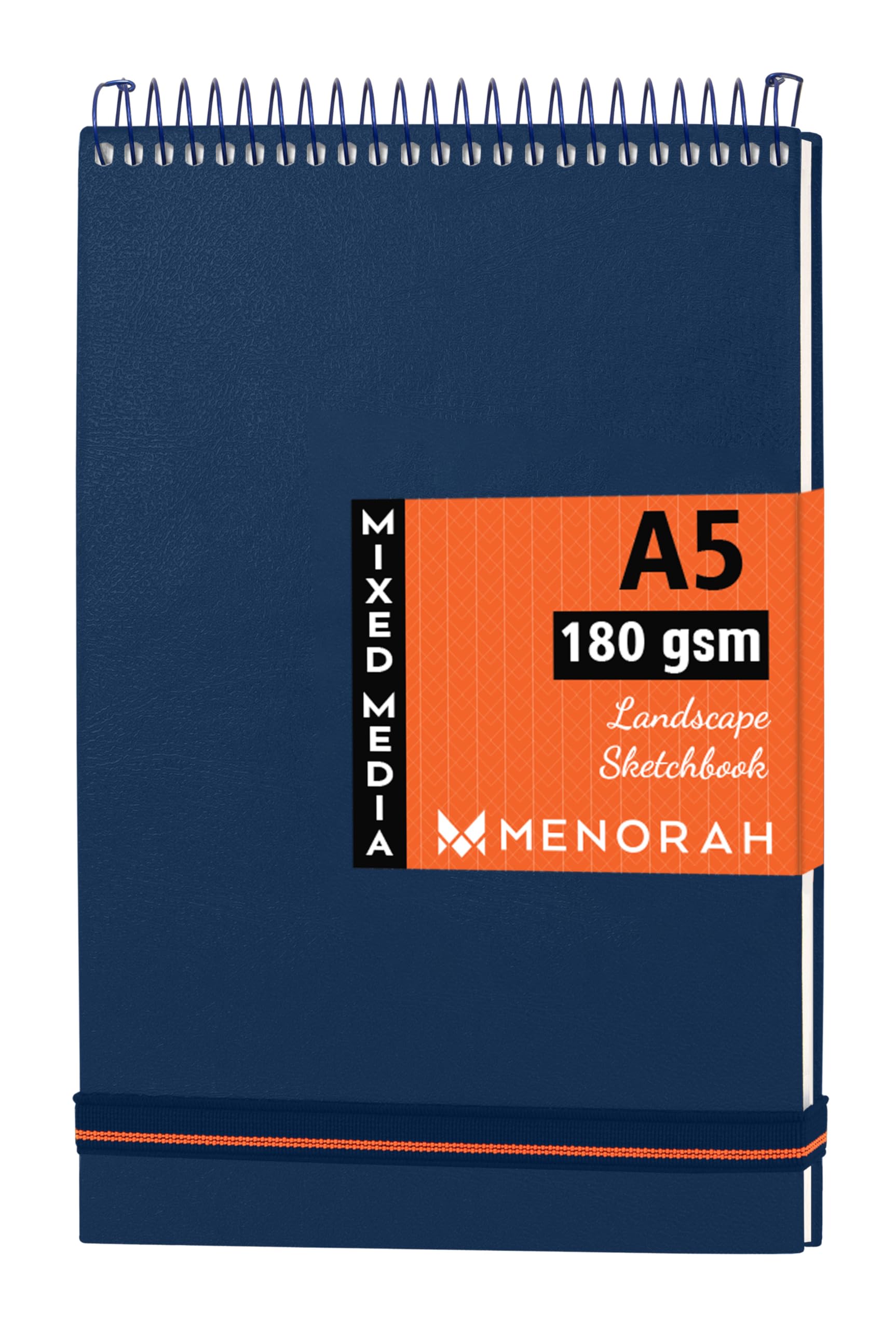 MENORAH Paper - A5 - Artist Sketchbook - 180 GSM- Spiral Bound, Sketch Book - 100 Pages/50 Sheets (Size 14.8 Cm X 21.0 Cm) - Solid Metal Spiral - Drawing Book - Landscape(Blue), Oil Paint